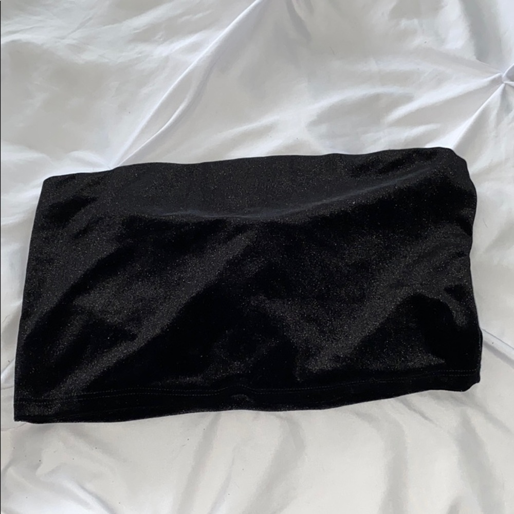 Black velvet tube top